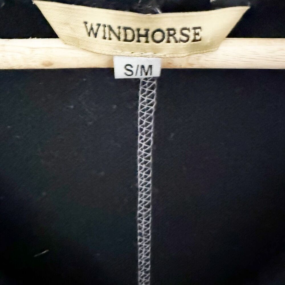 WINDHORSE | Black Raw Edge Chenille Soft Furry White Stitch Asymmetrical | S/M - Picture 4 of 8
